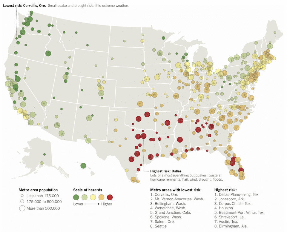 Map to help find safe place to build data center to avoid natural disasters NYT