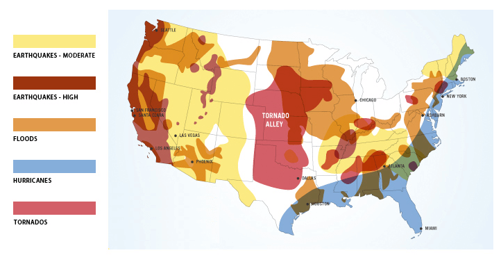 Map to help find safe place to build data center to avoid natural disasters