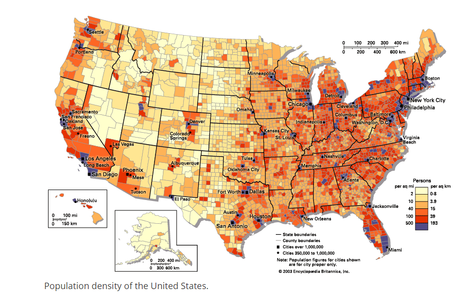 where to locate a data center population density of the united states