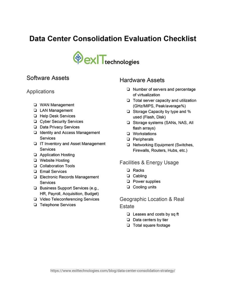 data center consolidation checklist